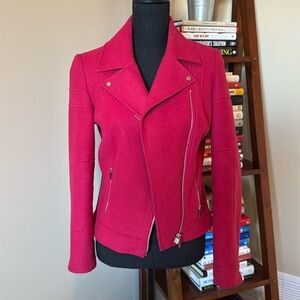 Pink wool biker jacket